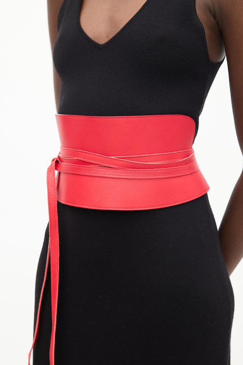 Pritch Red Leather Corset Belt