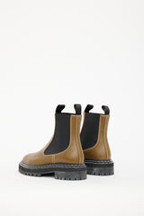 Proenza Schouler Olive Green Leather Lug Chelsea Boot