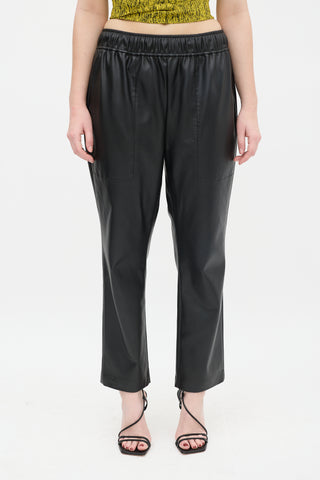 Proenza Schouler Black Faux Leather Jogger Pant