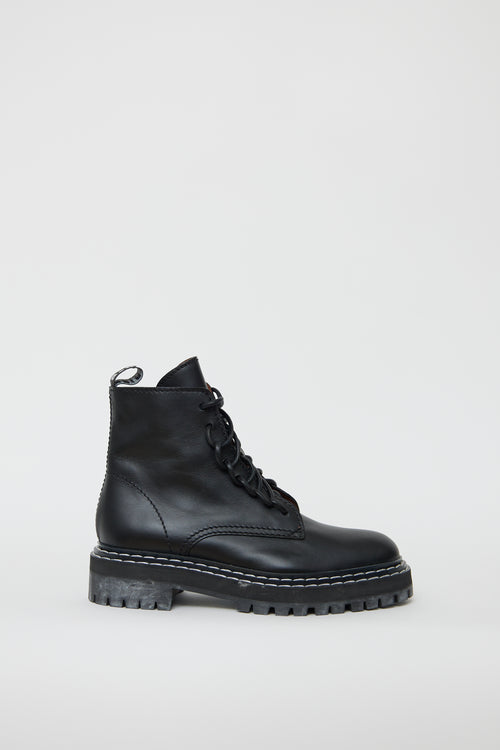 Proenza Schouler Black Leather Combat Boot