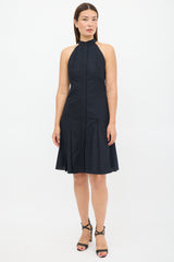 Proenza Schouler Black Perforated Pleated Dress
