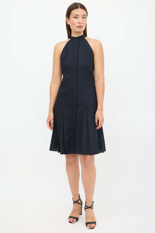 Proenza Schouler Black Perforated Pleated Dress