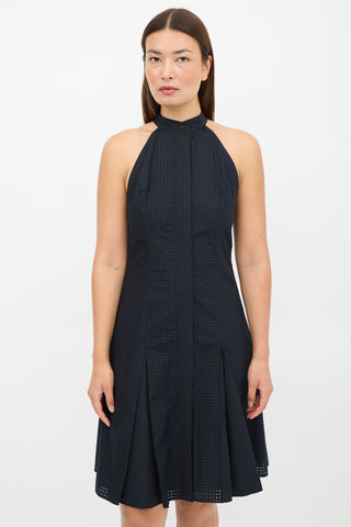 Proenza Schouler Black Perforated Pleated Dress