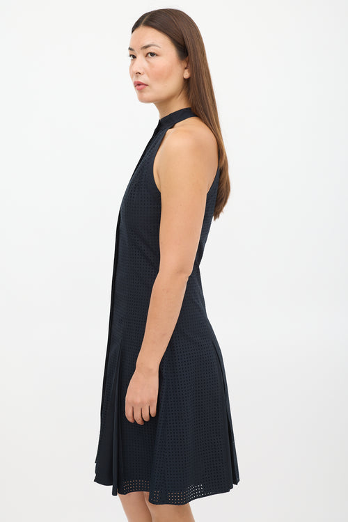 Proenza Schouler Black Perforated Pleated Dress