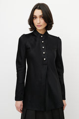 Proenza Schouler Black Satin Buttoned Blouse