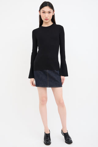 Proenza Schouler Black Silk & Cashmere Ribbed Top