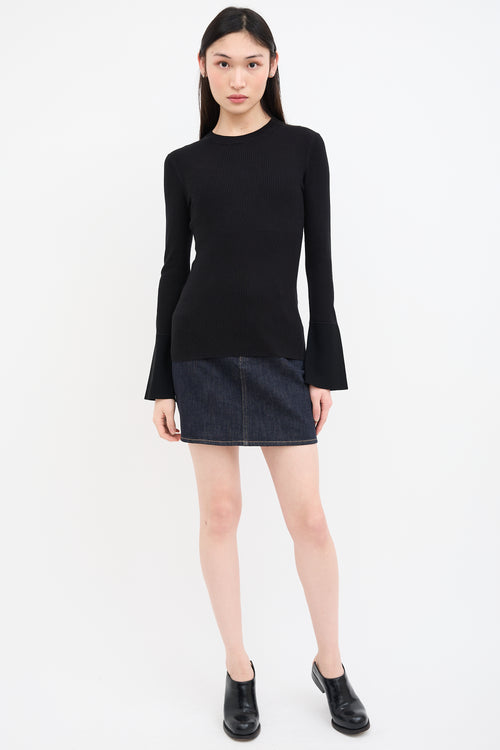 Proenza Schouler Black Silk & Cashmere Ribbed Top