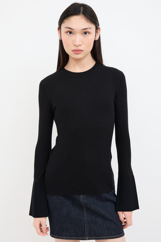 Proenza Schouler Black Silk & Cashmere Ribbed Top