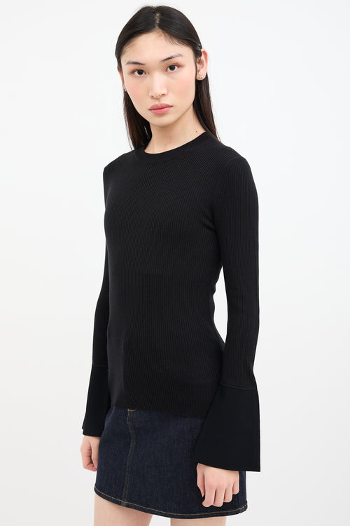 Proenza Schouler Black Silk & Cashmere Ribbed Top