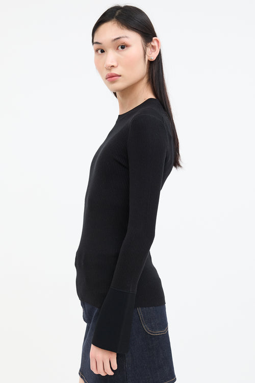 Proenza Schouler Black Silk & Cashmere Ribbed Top