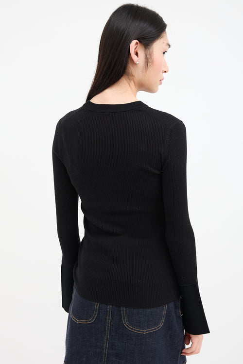 Proenza Schouler Black Silk & Cashmere Ribbed Top