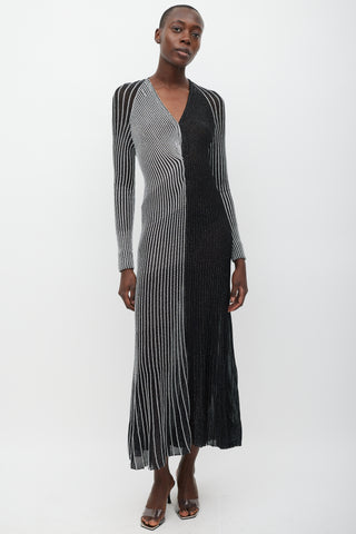 Proenza Schouler Black & Silver Metallic Ribbed Dress