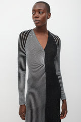 Proenza Schouler Black & Silver Metallic Ribbed Dress