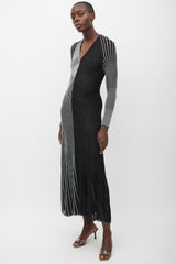Proenza Schouler Black & Silver Metallic Ribbed Dress