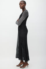 Proenza Schouler Black & Silver Metallic Ribbed Dress