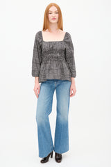 Proenza Schouler Black & White Checkered Smocked Top