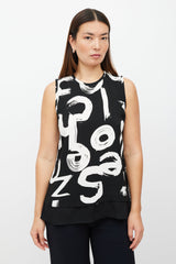 Proenza Schouler Black & White Letter Printed Top