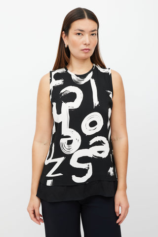 Proenza Schouler Black & White Letter Printed Top