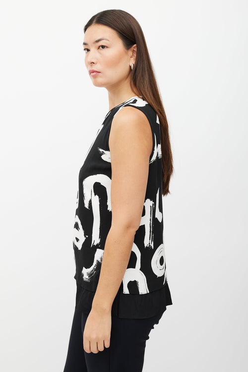 Proenza Schouler Black & White Letter Printed Top