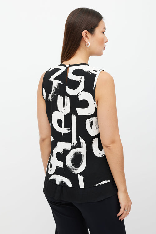 Proenza Schouler Black & White Letter Printed Top