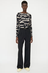 Proenza Schouler Black & Beige Print Top