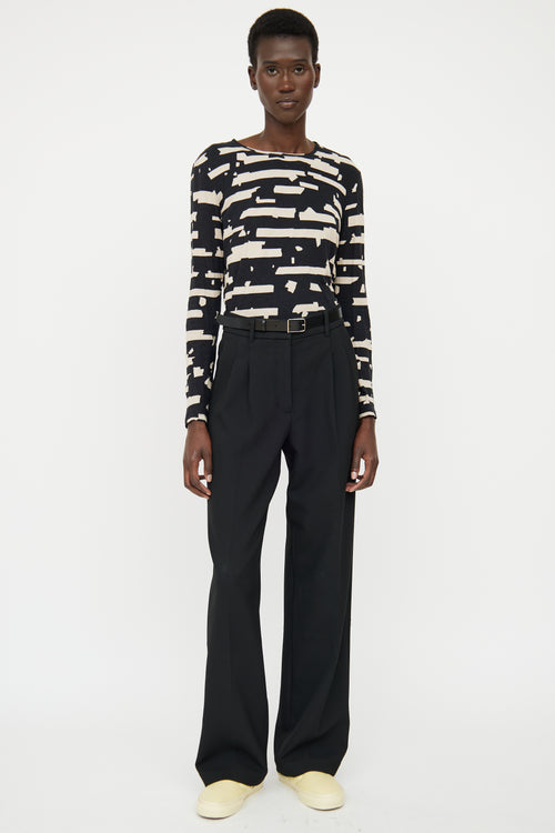 Proenza Schouler Black & Beige Print Top