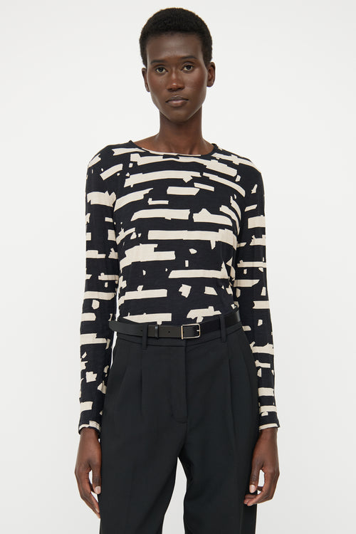 Proenza Schouler Black & Beige Print Top