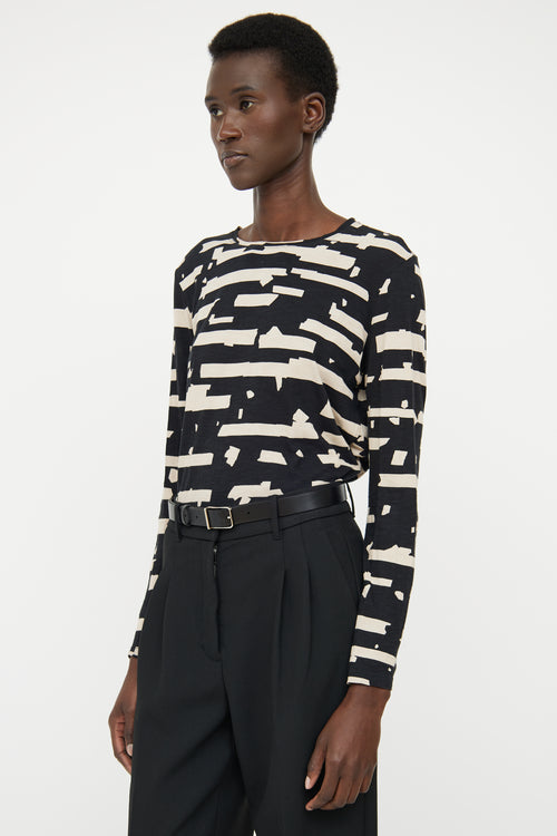 Proenza Schouler Black & Beige Print Top