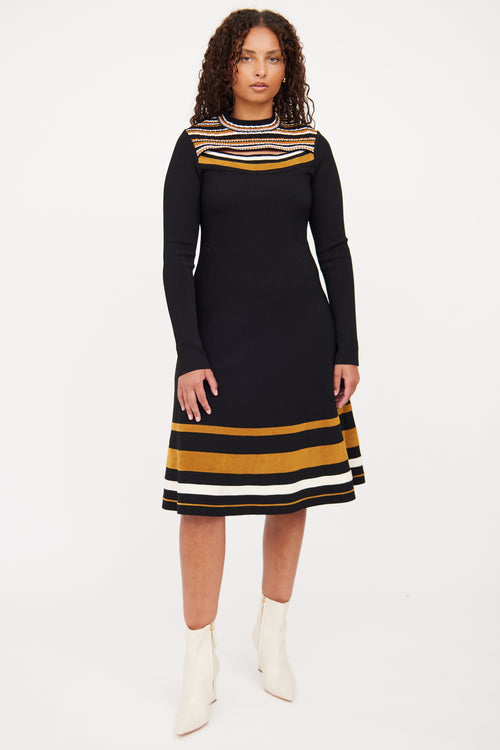 Proenza Schouler Black & Brown Long Sleeve Dress