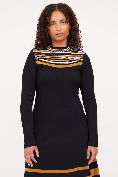 Proenza Schouler Black & Brown Long Sleeve Dress