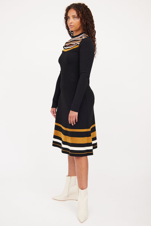 Proenza Schouler Black & Brown Long Sleeve Dress