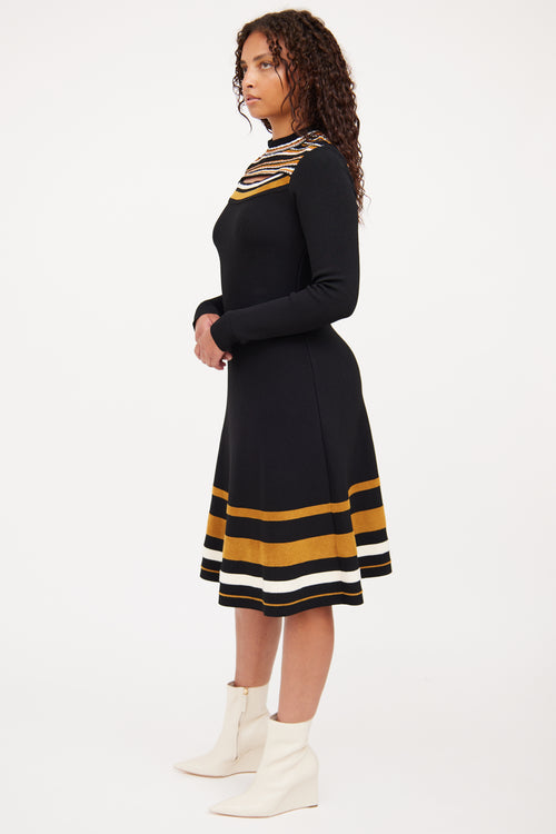 Proenza Schouler Black & Brown Long Sleeve Dress