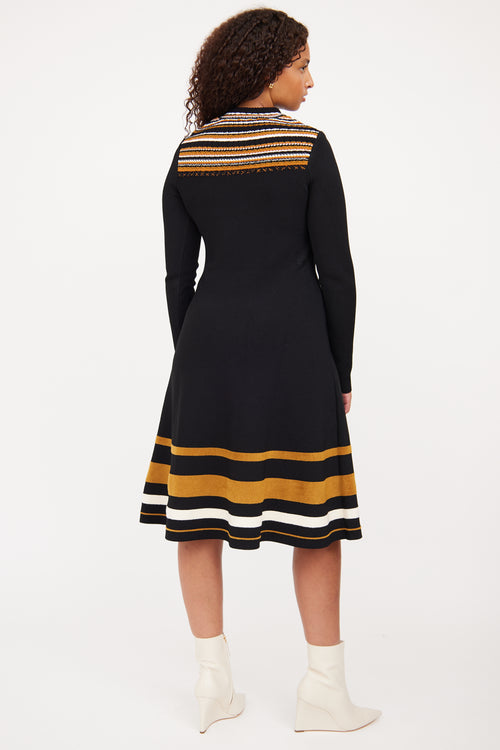 Proenza Schouler Black & Brown Long Sleeve Dress