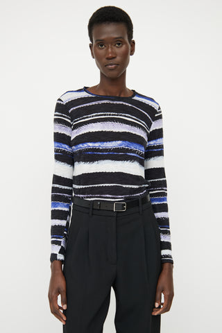 Proenza Schouler Blue & Black Print Top