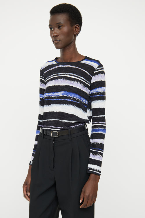 Proenza Schouler Blue & Black Print Top