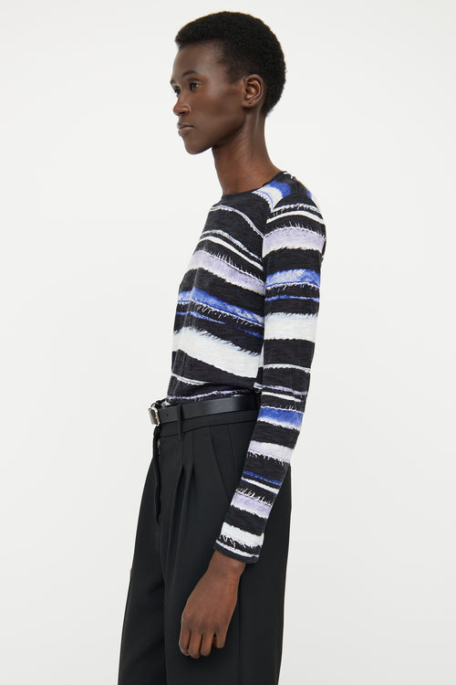 Proenza Schouler Blue & Black Print Top