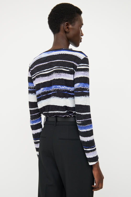 Proenza Schouler Blue & Black Print Top