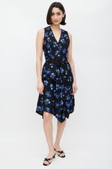 Proenza Schouler Blue & Black Floral Print  Dress