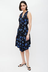 Proenza Schouler Blue & Black Floral Print  Dress