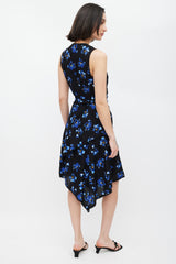 Proenza Schouler Blue & Black Floral Print  Dress