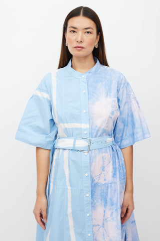 Proenza Schouler Blue & Multicolour Dye Button Up Dress