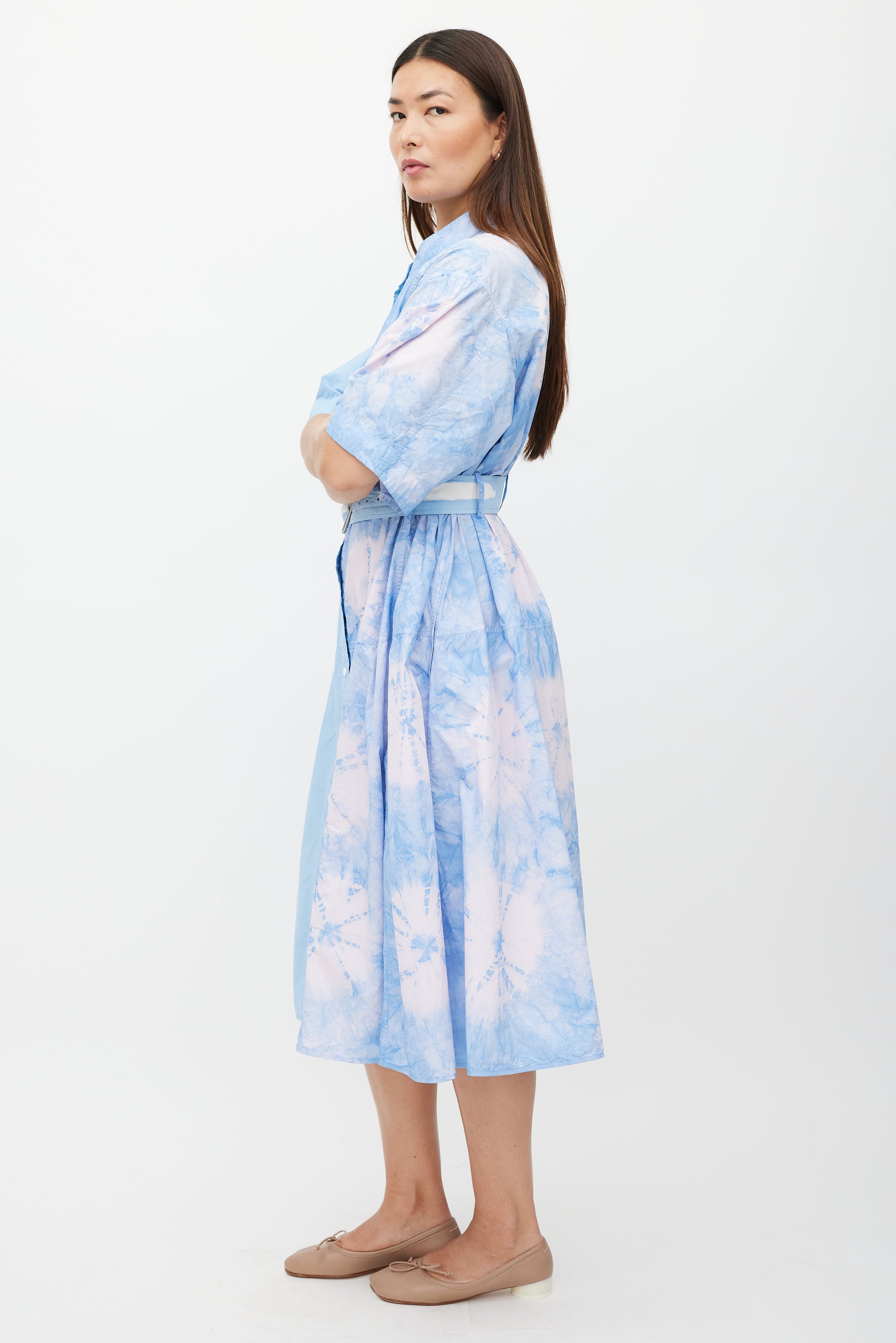 Proenza Schouler // Blue & Multicolour Dye Button Up Dress VSP Consignment Proenza Schouler // Blue & Multicolour Dye Button Up Dress VSP Consignment