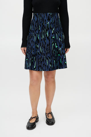 Proenza Schouler Blue Multicolour Velvet Textured Skirt