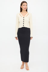 Proenza Schouler Cream Silk Ribbed Cut Out Cardigan