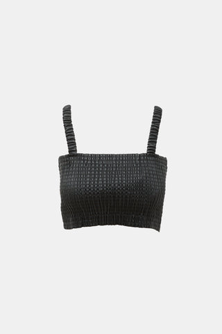 Proenza Schouler Faux Leather Smocked Top