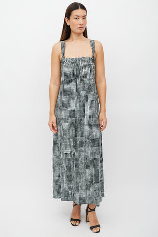 Proenza Schouler Green & Black Grid Wrap Dress