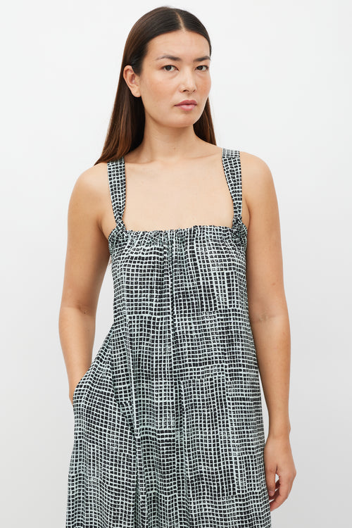 Proenza Schouler Green & Black Grid Wrap Dress