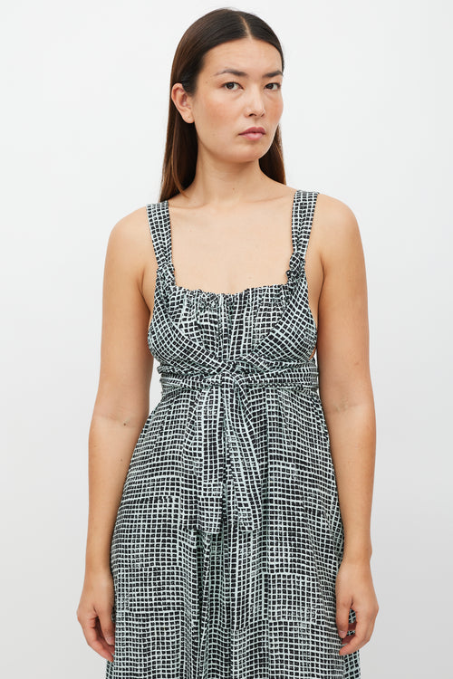 Proenza Schouler Green & Black Grid Wrap Dress