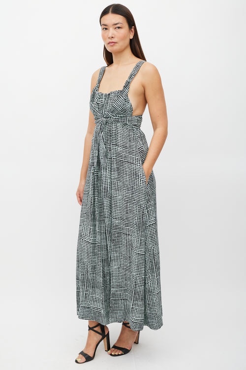 Proenza Schouler Green & Black Grid Wrap Dress