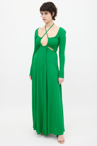 Proenza Schouler Green Cut Out Halter Dress